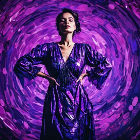 Purple Woman, (((Heavy Night Dress))), Abstract background,  ArsMJStyleXL ,