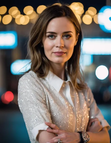 cinematic photo professional fashion close-up portrait photography of a beautiful (((ohwx woman))) in the city at night, Nikon Z9, bokeh <lora:blunt_lora_sdxl_v1-000008:1> . 35mm photograph, film, bokeh, professional, 4k, highly detailed