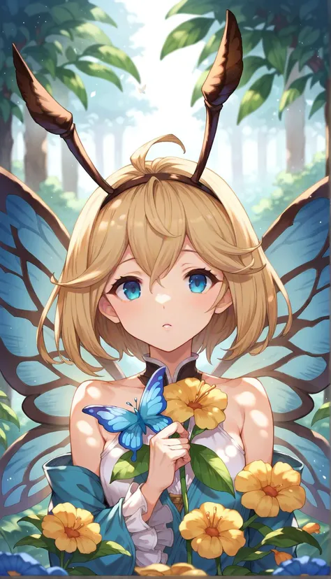 score_9, score_8_up, score_7_up, score_6_up, source anime, BREAK,
granblue_fantasy_style_xl, granblue, 1girl, butterfly_girl, sylph, butterfly wings, antennae, dappled sunlight, nature. depth of field, colorful, looking at viewer