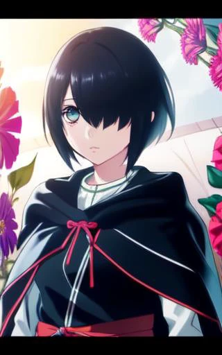 <lora:tsunaz:0.5>, ((medium body view)), full body view of Tsugumi Nazar, (((dark short hair))), bright blue eye, (((hair over one eye))), (((techwear poncho))), black techwear outfit, black pants, (((watering flowers))), 8k, octane render, by seunghee lee, Jang Tae-Hwan, Chocofing R, seungho lee, trending on pixiv, fanbox, skeb, masterpiece, smooth soft skin, big dreamy eyes, beautiful intricate colored hair, symmetrical, anime wide eyes, soft lighting, concept art, digital painting,