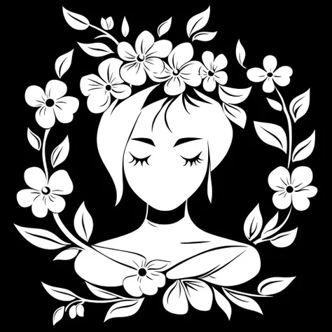 woman with flowers, minimalistic vector <lora:bwvect:1.00>,