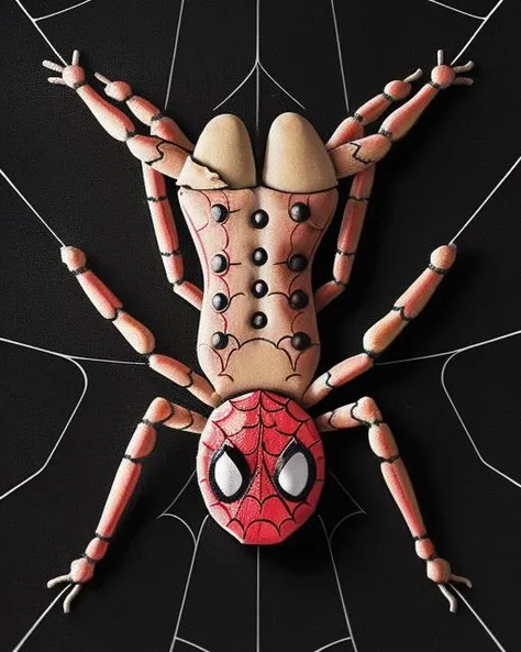 <lora:JarringlyWholesome_1.5:1>,jarringlywholesom, a spider shaped cookies