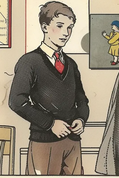 <lora:JarringlyWholesome:1> jarringlywholesome, a schoolboy