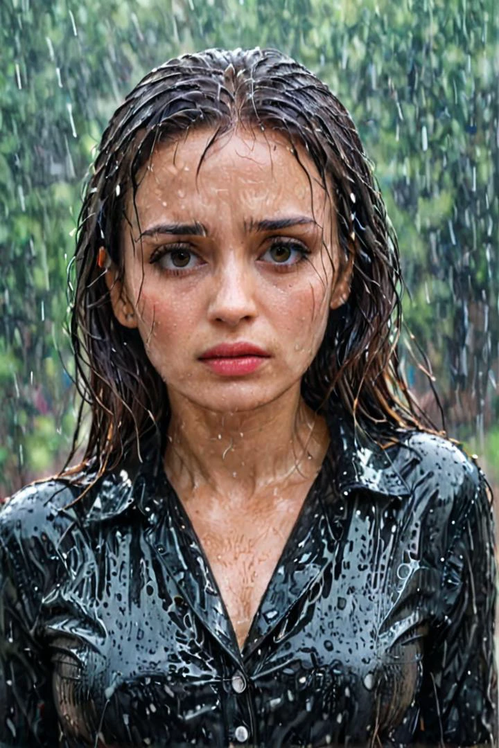 <lora:Ann1:1>, 1woman standing in the rain looking sad