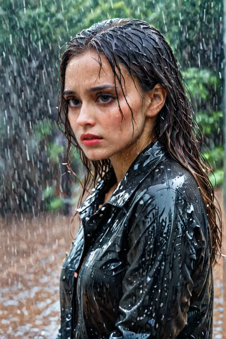 <lora:Ann1:1>, 1woman standing in the rain looking sad