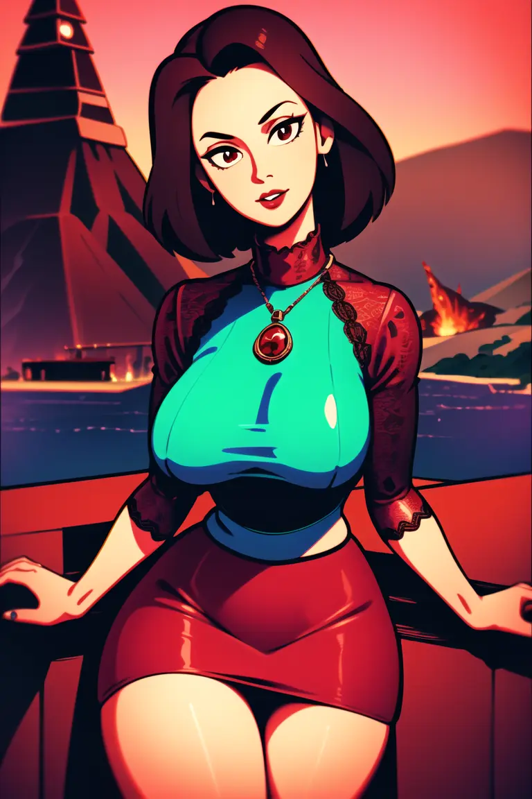 girl, (dog:1.3), Wind,Volcano,Hourglass Body,No Cleavage,Lying on back, perpendicular to the camera,Very Short Hair,Mohawk,(red Turtleneck,crimson Lace skirt:1.3),girls und panzer,Summer Clothes ,(masterpiece,detailed,highres:1.4) <lora:crt:0.6>
