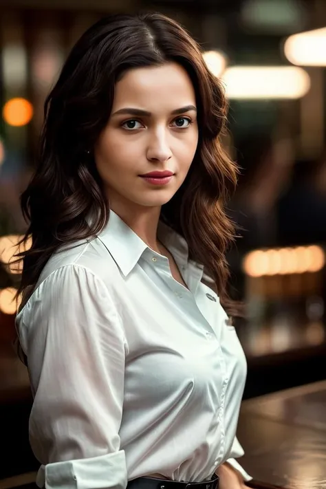 (8k, Best Quality, Masterpiece: 1.2), (Realistic, Photorealistic: 1.37), Super Detailed, 1 Girl, Cute, Alone, Beautiful Detailed Sky, Detailed Cafe, Night, Sitting, Date, ( Nose blush), (smile: 1.15), (close mouth) small breasts, beautiful details, (collared shirt: 1.1), night, wet, business wear, rain, white lace, (short hair: 1.2), floating Hair NovaFrogStyle,, pooja1