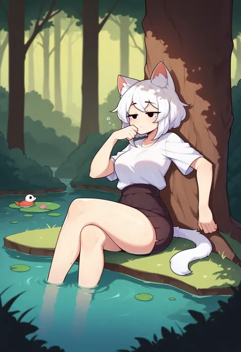 score_9, score_8_up,score_7_up, source_ anime,by fizintine, black eyes,
BREAK
forest,
BREAK
1girl,cat ears, white hair, sitting on grass, sleepy, leaning on tree,medium breasts, half closed eyes,
BREAK
pond,
BREAK
legs, partially submerged,
<lora:Fizintine_Art_Style_Pony_DIffusion:1>