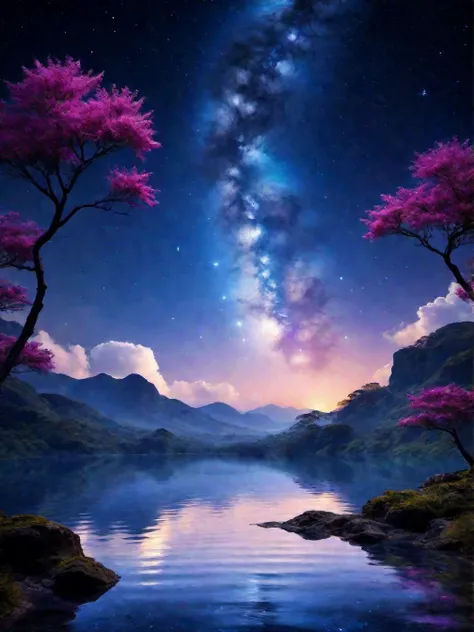 beautiful scenery nature, landscape, starry sky night nebula