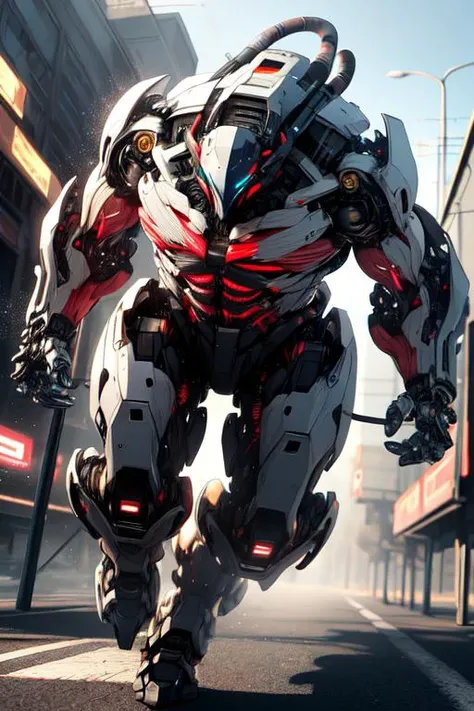 (best quality:1.2) (4k:1.) (highres:1.1) , (realistic photograph:1.1) , (ultra detailed CG:1.1) ,
1boy , solo , silver , <lora:BIOMECHA:.8> (bio mecha:1) , (muscle:1.1) , (muscle tissue:1.1) , artificial muscle tissue , mechanical joints , cables , tube , <lora:robotbattle:.2> (white robot:.6) , (roblit:.6) , holding weapon , gun , shooting position , beam , mask , determined , running towards viewer , dynamic pose , heat haze , soot , <lora:epiCRealismHelper:1> <lora:Gloomifier_TheDread_V1_LECO:1.>