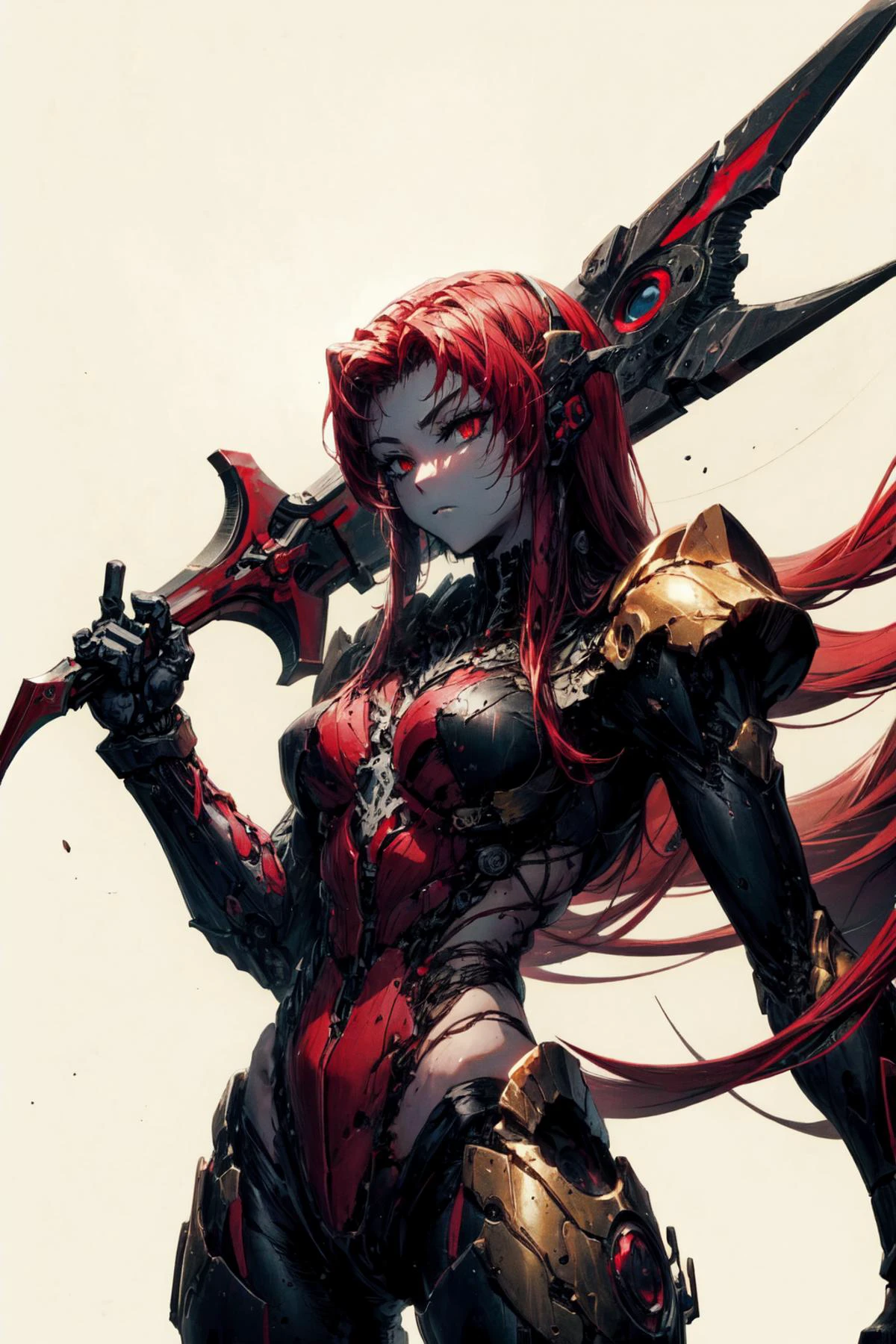 (best art,tyrannical,Biopunk's sword,:1.3),(1 perfect detail giant sword made by muscle and bone,1 giant eyes on giant sword,:1.2),
golden ratio, dark red theme, red theme,
white skin,1 girl,tall,perfect detail red eyes,perfect detail face,perfect hands,perfect fingers,
ultra high res, masterpiece, best quality,
<lora:add_detail:0.96><lora:Gebura:1> <lora:Concept_SwordOverShoulder:0.6> weapon over shoulder,standing,hand on hip <lora:BIOMECHA:0.8>