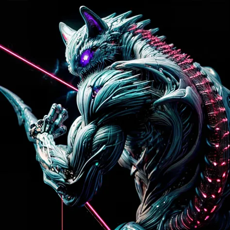 detailed, ultra-detailed, masterpiece, 8k wallpaper,<lora:BIOMECHA:1> , (bio mecha:1.5),(mecha:1.4), , (muscle:1.3), (muscle tissue:1.5), cat shark,no humans,hybrid cat, monster cat, bright white background, extra eyes, mecha, laser, solo, science fiction, teeth, glowing,dripping, cable, claws, shark dog,mechanical tail, weapon, <lora:more_details:0.8> <,lora:add_detail:0.8>, <lora:colorfix:0.8>,epic backround