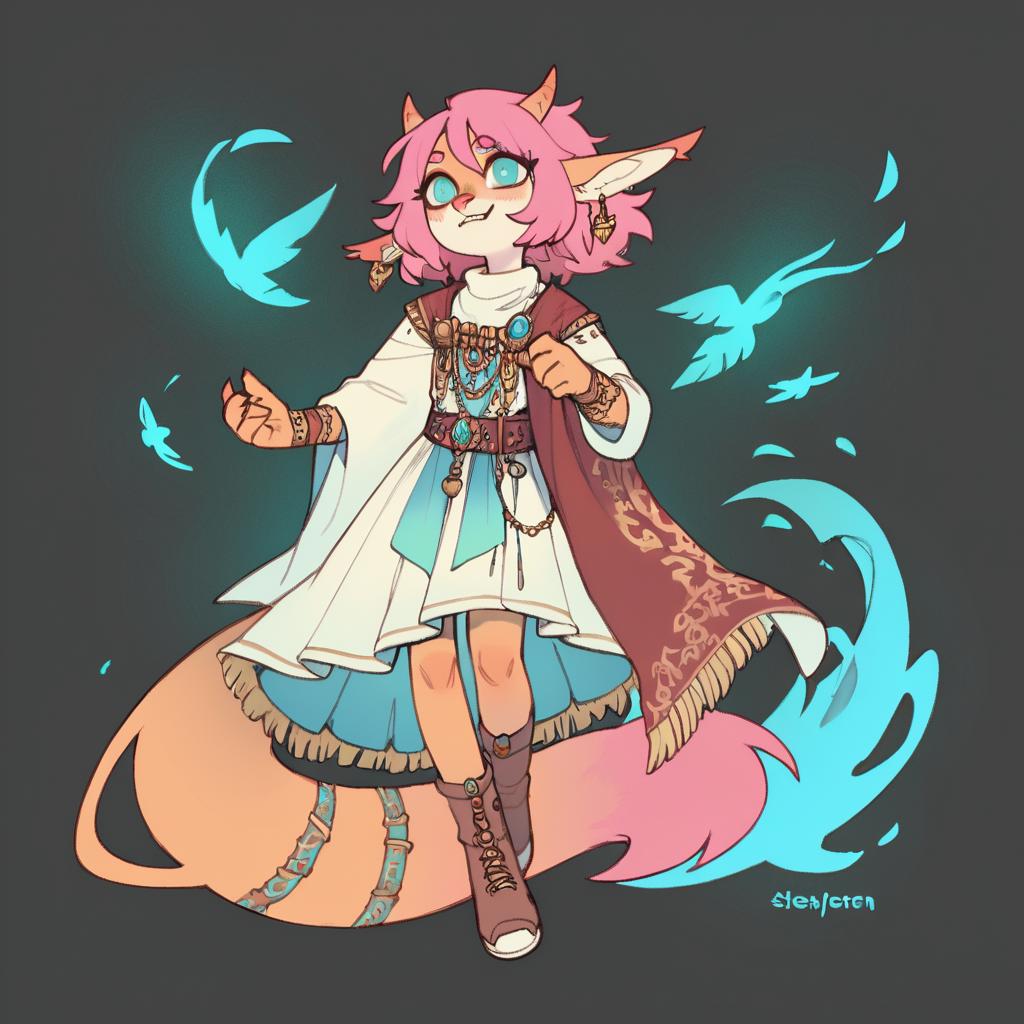A cartoon picture of a girl with a pink hair and a cape - SeaArt AI