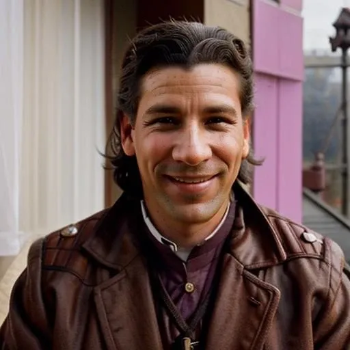 Photography of a smiling male Character FROM grand budapest Hotel, wes Anderson style <lora:GaleBG3:1>