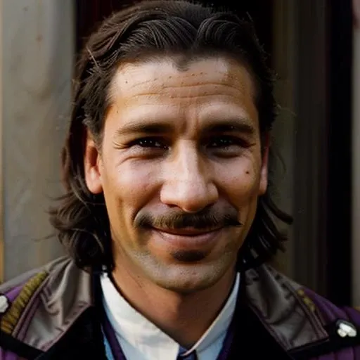 Photography of a smiling male Character FROM grand budapest Hotel, wes Anderson style <lora:GaleBG3:1>