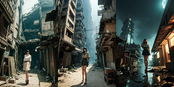 (otherworldly, otherworldly atmosphere, otherworldly appearance), highly insanely detailed, masterpiece, top quality, best quality, highres, 4k, 8k, RAW photo, ((ancient egyptian theme:1.2)), Hong Kong structure, structure, (mystical theme), mystical gatmosphere, arcane sanctuaries, otherwordly aura, (long_hair, long hair, random colors hair, glowing hair, hair over one eye, long messy hair), (eyelashes, eyeliner, eyeshadow, eyelashes, long eyelashes), collar, earrings, jewelry, necklace, armlet, tentacle, (underwater), nsfw, Homestay, Resort, (Guest House:1.1), building, structure, swirling energy, action pose, drunk, high-heels, reflection, reflective floor, shawl, abandoned building, shopping mall, overgrown with vegetation, (volumetric fog:0.9524), cinematic lighting, colorful, colourful, belly bottom, erotic lingerie, gentle, innocent, ((dune)), steep, sandhills, makeup, Kobayakawa Aki, 1girl, solo, short hair, brown hair, grey eyes, dark-skinned female, green military uniform, (open shirt, open clothes:1.2), sleeves rolled up, fingerless gloves, brown belt, (tan micro skirt), necklace, posing in a urban battlefield, tanks, soldiers, explosions, chaos, (fantasy world), <lora:kobayakawa_aki:0.7>
