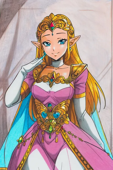 masterpiece, ultra-detailed, best quality, illustration, 8k cg wallpaper, an extremely delicate and beautiful, 1girl, Princess Zelda /(The Legend of Zelda/), solo, perfect anatomy, smiling, blushing, perfect arms, perfect hands, perfect fingers, perfect legs, cute, pretty, beautiful, sexy, perfect body, (background: flowery field, grass, trees, flowers, ruins, intricately detailed items in background), <lora:Cuphead:1>