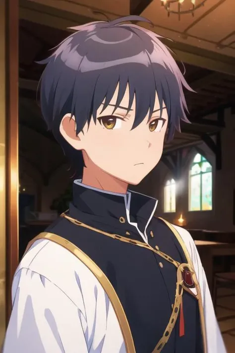 masterpiece, best quality, wallpaper, 1boy, solo, male focus, looking at viewer, upper body, , <lora:daisuke_higashida:0.70>, daisuke_higashida, black hair, brown eyes, , medieval europe, 32k resolution