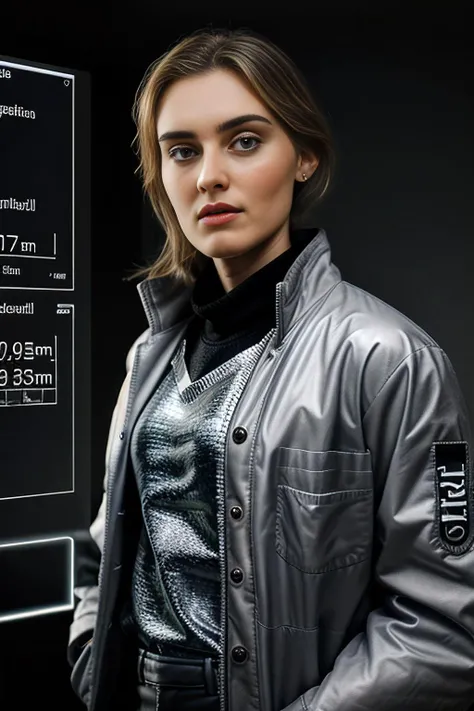 a realistic photograph of beautiful (M36D0n:1.1) woman wearing a (gray lab coat:1.3),standing in a science museum,holding a (holographic tablet:1.2),surrounded by displays of chemistry equations and periodic tables,soft lighting,high quality,film grain,Fujifilm XT3,(highly detailed),(Award winning),(Masterpiece),(HDR),(8k wallpaper),colorful,intricate,detailed,high contrast,looking_at_viewer,highres,absurdres,hyper realistic,HDR UDH 8K wallpaper,depth_of_field,(low_view:1.2),PA7_Portrait-MS,<lora:M36D0n_04A-000002:1.0>,