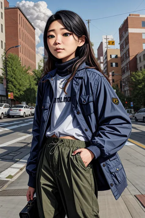 <lora:emily:1.3> em11y, turtleneck, pants