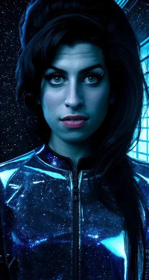 amy winehouse, solo, black hair, dark blue eyes, (athlete:0.8), 
middle shot, closeup, Braces,
mixed media, [hanging breast],
room's eerie blue lights reflecting off the glossy marble floor and the high,illustrate an awe-inspiring artwork set within the turbulent atmosphere above the Xavier Institute,face an enigma, medieval, unsplash, micro shorts, long hair, 
detailed background, abhorrent, (cool:0.8),