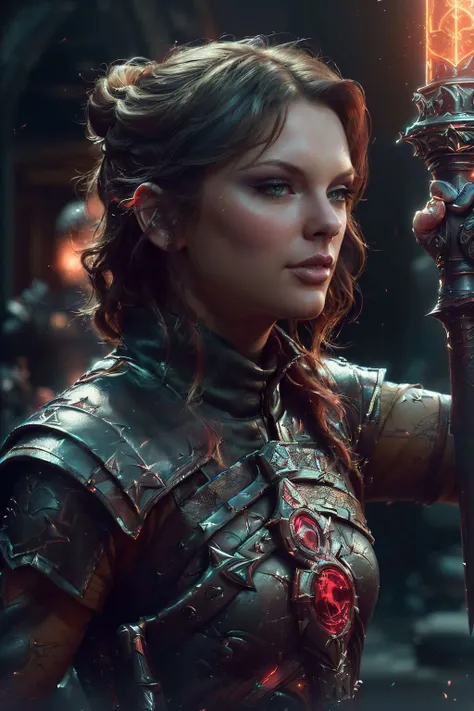 A stunning digital painting of (Taylor Swift:1.0) by (Gwent and James Gurney:1.2), Space buns with glitter hair gel Two high buns styled with glitter hair gel, giving a playful and youthful vibe to the look. wearing (As Arya Stark, the skilled assassin, dressed in dark, practical clothing, her hair short and tousled, a determined look in her eyes, holding her cherished sword Needle, standing in the House of Black and White, surrounded by the eerie stone faces of the Faceless Men:1.2) , (She lays on her side, propping her head up with one hand. Her other arm rests along her body, accentuating her curves. She gazes off-camera, giving an aura of mystery and intrigue.:1.1) ,(intricate,professional majestic oil painting,dramatic lighting,Dramatic,emotional,octane render,realistic,4k,award-winning digital painting,8k wallpaper,subsurface scattering,beautifully crafted digital painting,masterful artwork,award winning,unforgettable illustration,cinematic,hyperrealism,unreal engine,hdr,Sharp Focus,smooth skin,4k quality:1.2), <lora:VampiricTech:0.85>, vamptech, vampiric