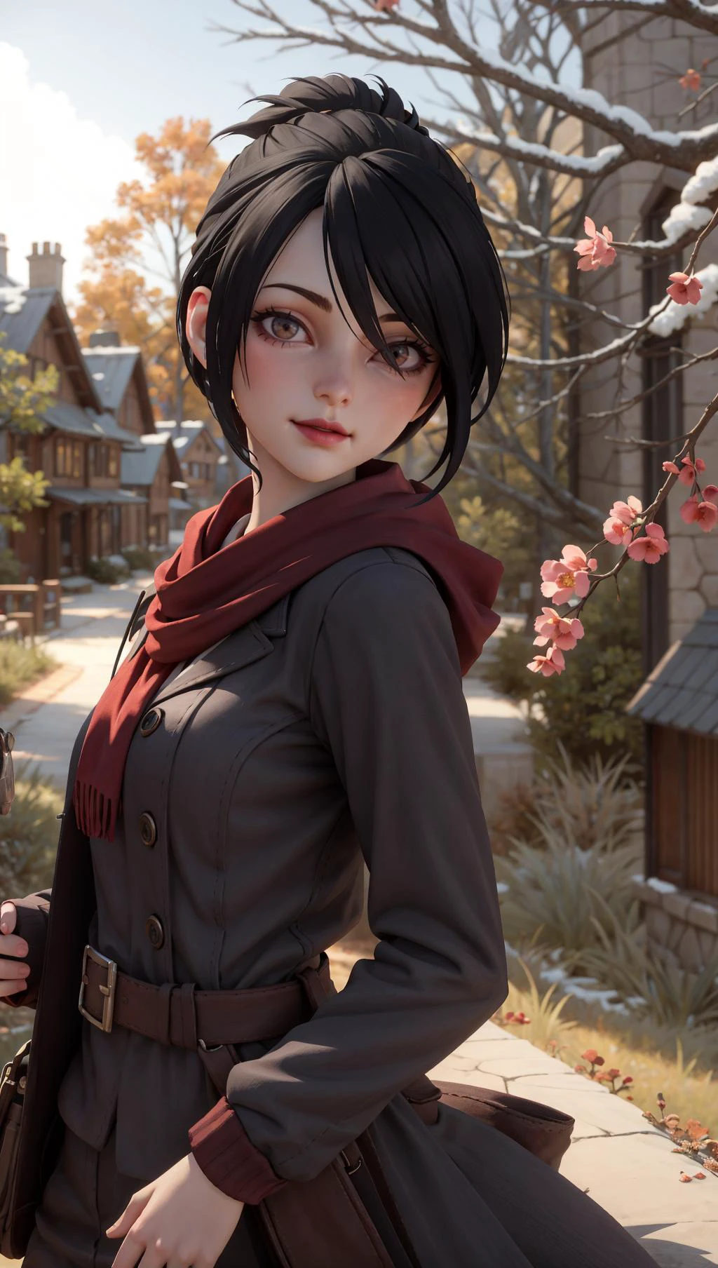 <lora:MorriganDA:0.67>, 1girl, bare tree, black hair, branch, bare tree, forest, in tree, nature, outdoors, solo, tree, winter, horizon, pose, light smile, wooden house,
masterpiece, best quality, digital art, 3d, 3d background, <lora:backlight_slider_v10:-1>