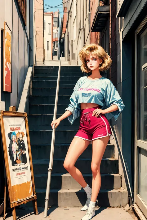 (masterpiece, best quality), 1girl, 1980s \(style\), vintage clothes, stairs, poster \(object\), 
<lora:backlight_slider_v10:1> <lora:skin_slider_v1:0.8> <lora:freckle_slider_v1:0.5> <lora:breastsizeslideroffset:0.8> <lora:add_detail:0.5>