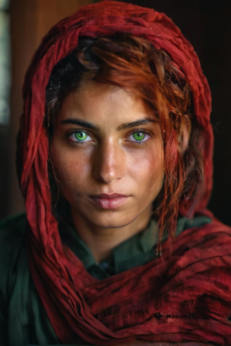 Portrait of an Afghan Girl - Headscarf Woman Afghan Woman v1