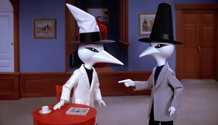 Spy vs Spy game, SeinfeldStyle <lora:SeinfeldStyle:0.6>