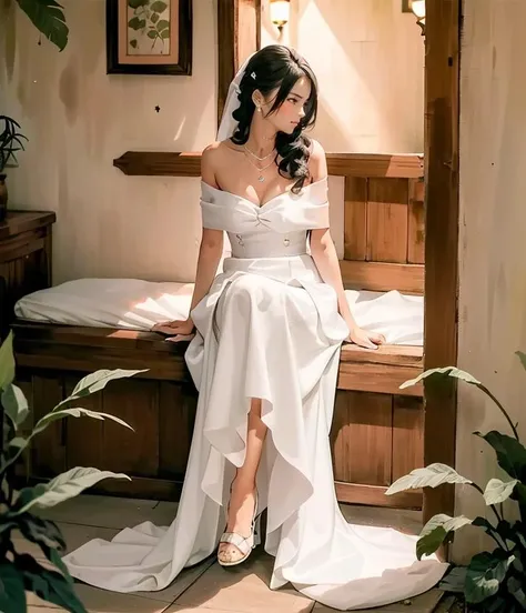 1girl, dress, solo, official art, a character portrait, shawl, necklace, contrast, bare shoulder, hair covering face,long hair, solo, (type 0, type0, type_0, wed-dress-type-0), blushing, long hair, straight hair
sexy, lying on the bed, see through
<lora:Wed_Collect:0.75>