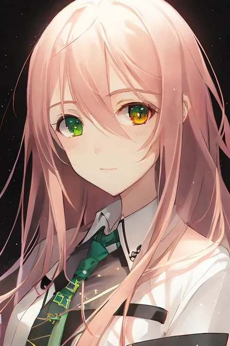 1girl,(heterochromia),long hair,pink|brown_hair, a green eye, a yellow eye, <lora:TID-000011:1>
