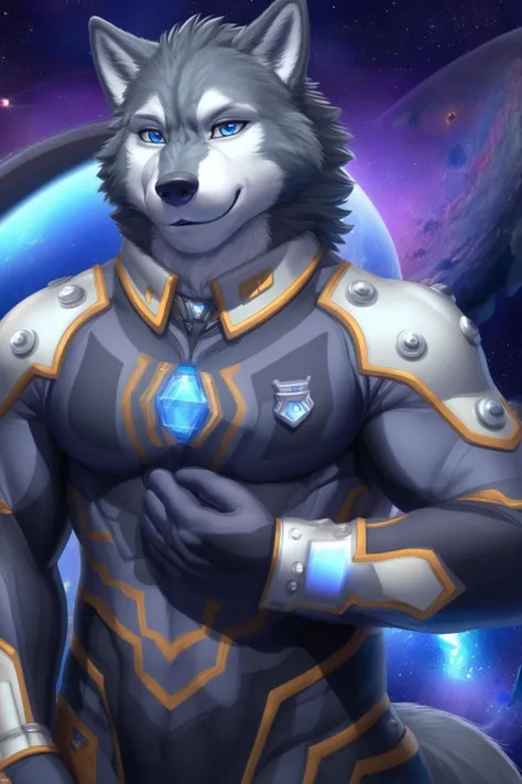 <lora:breke-07:1>, breke, blue eyes, spacecraft, solo, (pose:1.3), (posing:1.3), (soft shading), 4k, hi res, five fingers, detailed hands, wolf tail, ((detailed face, (detailed eyes:1.0), detailed)), by zackarry911, by zaush, (by personalami:0.5), close up, portrait, bodysuit, smile, front view