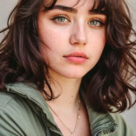 RAW close up portrait photo of 18 years old sks woman wearing a jacket, studio lighting <lora:locon_miaalvescz_v1_from_v1_64_32:1.0>
