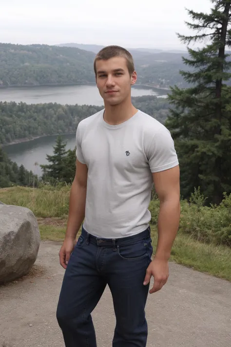 (medium shot:1) photo of man sc_walker <lora:sc_walker_sfw_00001:1> wearing a thin, fitted Henley shirt posing next to a sand dune in Wyoming