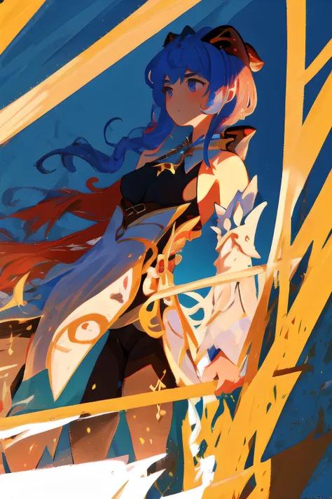 masterpiece, best quality, ultra-detail, illustration, close-up, straight shot, focus on face, 1 girl, haughty expression, looking into the distance,ganyu <lora:ganyu:1>