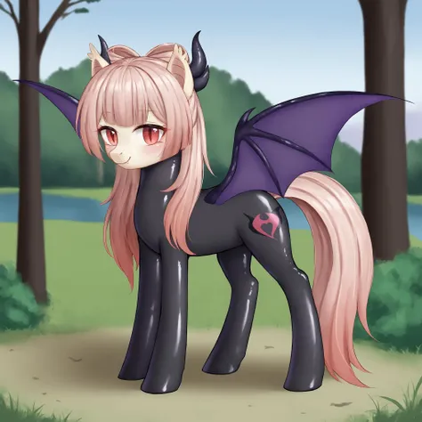 score_9, score_8_up, score_7_up, score_6_up, score_5_up, score_4_up, by aki99 BREAK
k0k0mi, (feral pony:1.2), bat pony, bicorn, (vampire:1.1), slit pupils, red eyes, black horns, gradient hair, peach hair, red hair, bodysuit, black b34n bodysuit, standing BREAK <lora:k0k0mi-ponyxl-5-000010:0.8>
lake, grass, tree, <lora:aki99_pony_v3-000012:0.8> <lora:b34n-ponyxl-1-000008:0.8>
