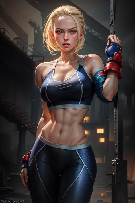 ((best quality)), ((masterpiece)), ((realistic)), (detailed), highly detailed skin, 1girl, cammy white, street fighter 6, <lora:cammyWhiteSF6_cammyWhite:0.7>, facing the viewer, fit body, stunning gradient colors, no watermark signature, detailed background, gym, insanely detailed, , ((masterpiece)), absurdres, HDR