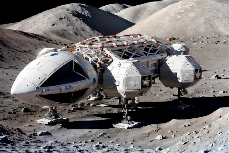 (Realisitc:1.5) EdobSpace1999Eagle, on moon surface <lora:EdobSpace1999Eagle_v1.0:0.9>