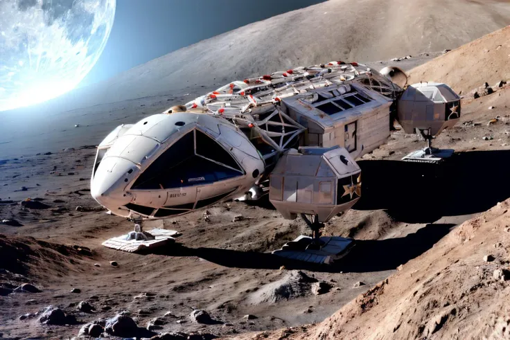 (Realisitc:1.5) EdobSpace1999Eagle, on moon surface <lora:EdobSpace1999Eagle_v1.0:0.9>