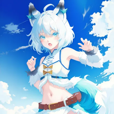 Setsuna, anime, 1girl, best quality, short hair, belt, wolf girl, animal feet