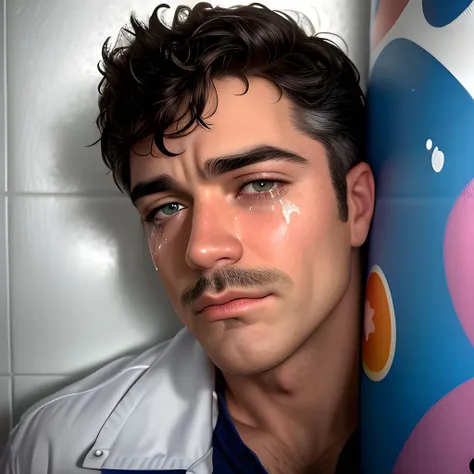 masterpiece, close up photo of (((Clark Gable)) ((Toy Story)) 30 years old, in a public restroom, walls covered in graffiti, depressed, crying, getting fucked, face covered in cum, despair, award winning, volumetric light, (((homoerotic)))+, penis, semen in face, anal gay sex, bukkake, homosexual explicit hardcore gay sex, Detailed and Intricate