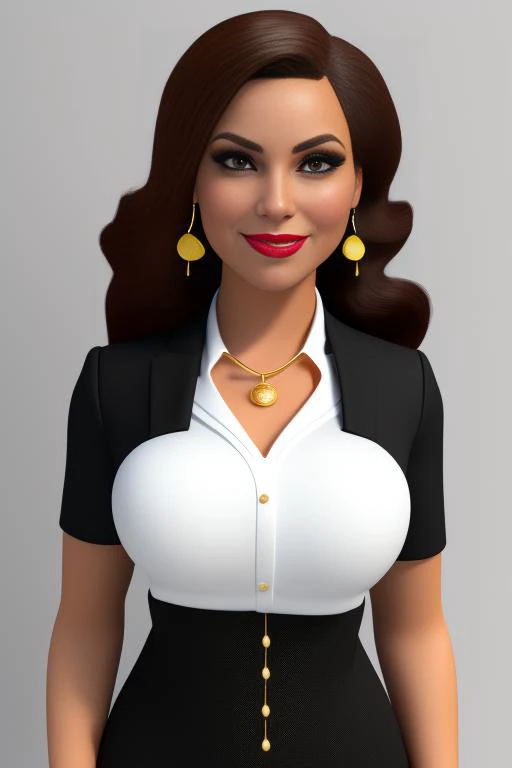 Caroline from Stardew Valley, 3D Render, composition, female, adult appearance, curvy body frame and weight, fair skin, average height, voluptuous body build, facial features (round face, warm smile, hazel eyes, full lips, no jewelry), natural makeup (rosy cheeks, defined lashes), blonde hair (shoulder-length, curled), dainty earrings (gold, teardrop), business attire (black suit, white blouse), pumps (black, sleek), nurturing personality, professional expression, confident posture, poised body form, office (modern, professional), conference room (well-lit, spacious), colleagues (cooperative, motivated), meeting (productive, efficient), presentation (engaging, persuasive)