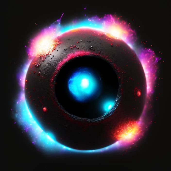 A centered (steel orb).swap(black hole) (explosion into colorful powder on a black background), digital Art, insanely detailed micro details octane render 4k cryengine render, photorealistic concept art, chiaroscuro, oil on canvas, (hyperrealism) caravaggio, greg rutkowski, beeple, beksinski, giger