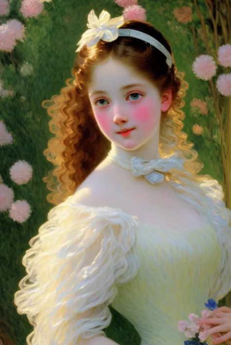 (masterpiece, best quality, ultra-detailed, illustration, painting), best illumination, dynamic angle, finely detail, (full body shot of a High Quality Victorian Era cute girl), (oil painting), (Francois Boucher), alphonse mucha, (Claude Monet), Franz Xaver Winterhalter, [NORMAN ROCKWELL], (PERFECT FACE:1.2), (SEXY FACE:1.2), (DETAILED PUPILS:1.2), (SMIRK), (HIGH DETAIL:1.2), SHARP, glitter many particles, artgerm, ((intricate details)), ((highres)), (finely detailed), absurdres, soft lighting, glow, (1girl), (solo), beautiful detailed glow, (large breasts), cleavage, sideswept hair, hair bowtie, (intricate halter backless dress), gloves, (highheels:1.14), [ornate mansion's foyer, bannisters in background],, looking at viewer