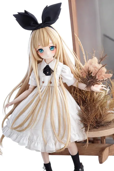 bjd,doll,full body, best quality, ultra-detailed, (solo:1.3),1girl, alice, blonde hair,pinafore dress