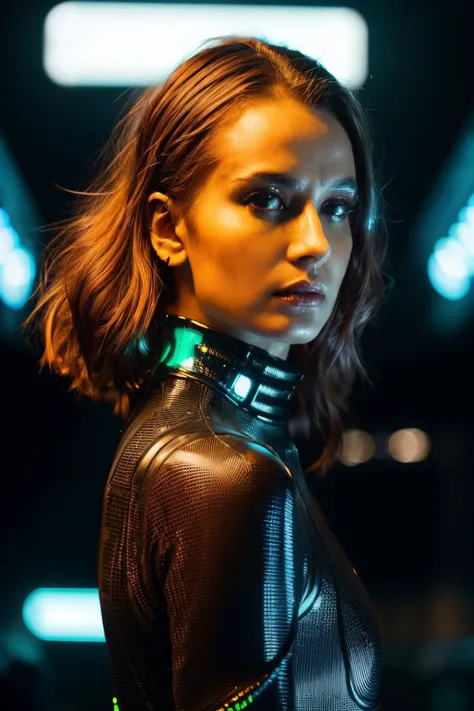 rnd in cyber neon lighting, futurism, intricate futuristic jewelry accessories, cyberpunk glossy white latex turtleneck, hyper photorealistic, crispy quality, digital photography, trending in artstation, trending in pinterest, cinematic, 4 k ultra hd, art by pascal blanche, art by greg rutkowski,<lora:RachelAnnamarieDeMita-RealVision-V1.0:1.2>