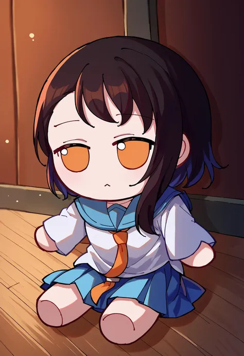 anime girl sitting on the floor with a tie on