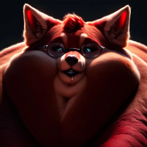 score\_9,score\_8\_up,score\_7\_up, score\_6\_up, rating\_explicit,source_furry,BREAK,
solo,portrait,blobface, close-up,(feminine anthro corgi boy),nerdy,otaku,((male)),((dark red fur:1.5)), (fur), cyan hair, pixie haircut, thick black glasses,(morbidly obese),(fat face)expressive face, aroused, thick bottom lip, black lipstick, big eyes, detailed eyes, ((highly detailed))daytime lighting,drooling