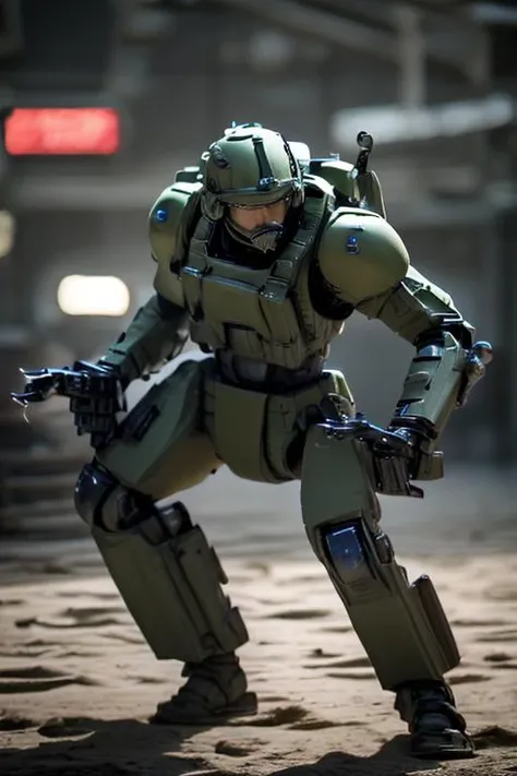 Combat stance mechanical soldier long sharp claws
